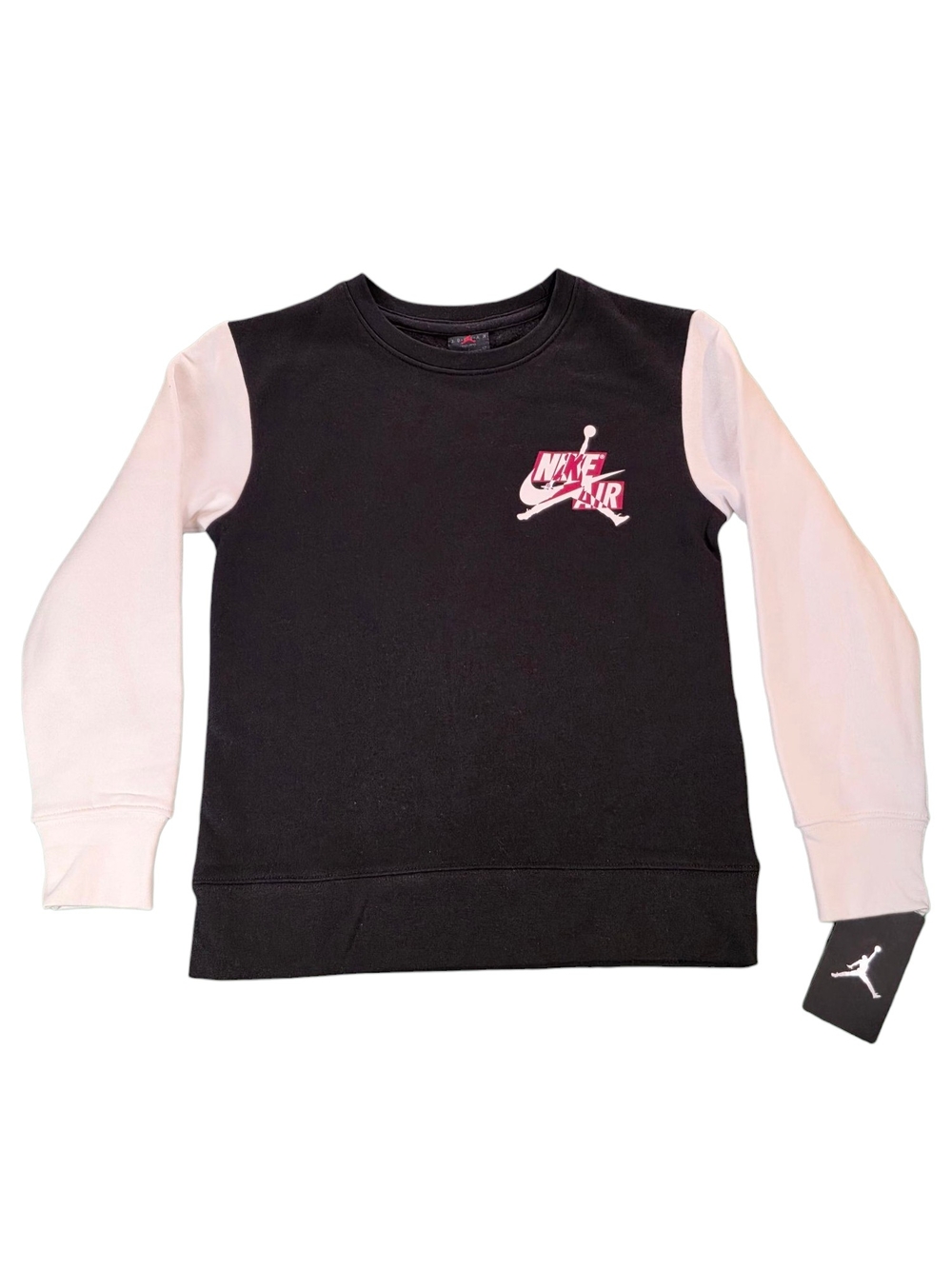 Youth Air Jordan Black Crewneck Sweatshirt Black and White Logo Size S